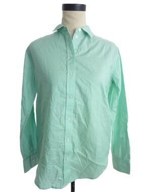 NWT Everlane Long Sleeve Button Down Cotton Mint Green Striped Shirt 2